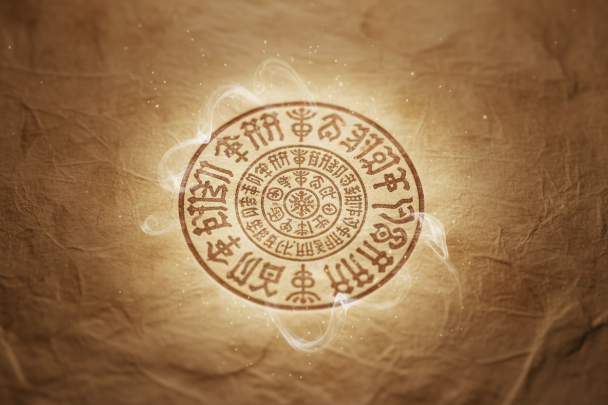 Ancient clarity seal on textured paper with gentle luminous aura and peaceful mystical energy
